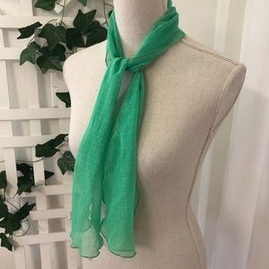 Retro Groovy Polka dot Forest Green Pussybow Sheer Scarf 60s vibes One Size